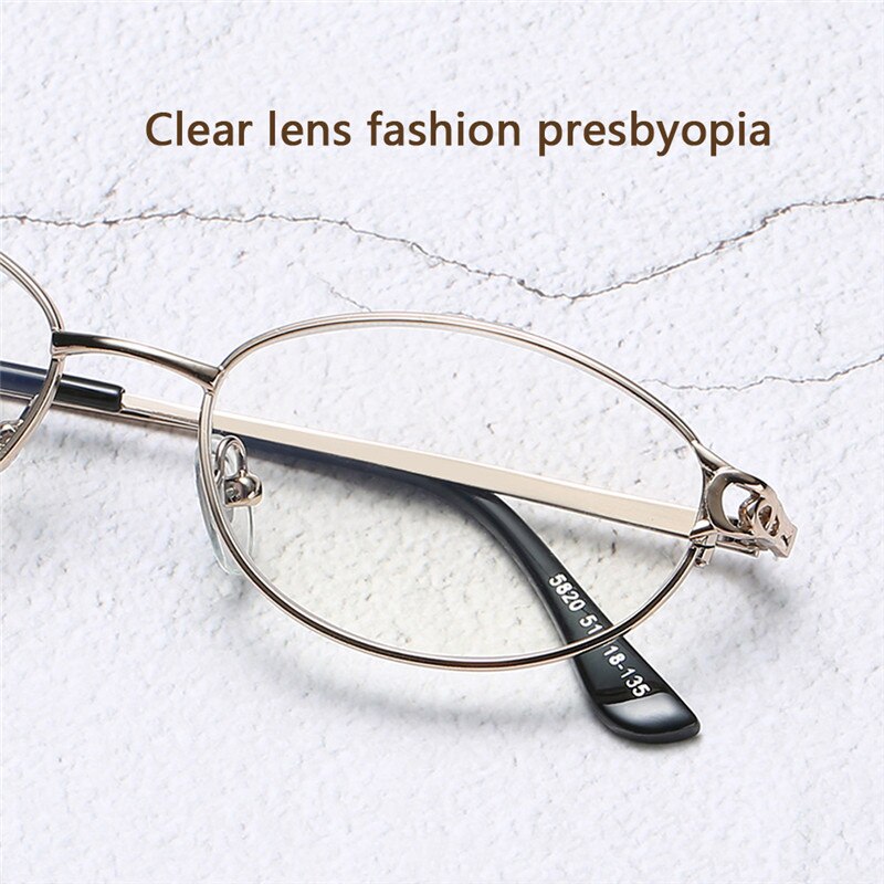 Metal Frame Reading Glasses For Men Women Oval Frame Hyperopia Glasses Clear Lens Glasses +1.0+1.5+2.0+2.5+3.0+3.5+4.0