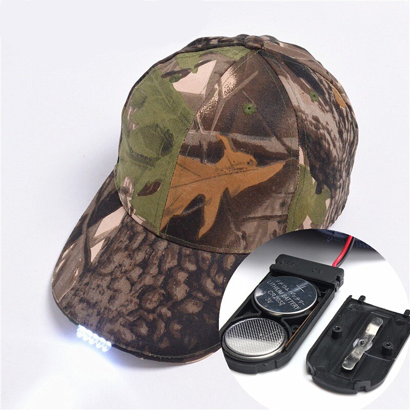 5 LED Outdoor Lighted Cap Flash Hat Fishing Running Hat Flash Men Women Camping Climbing Caps Camouflage Hats For Party: Army Green