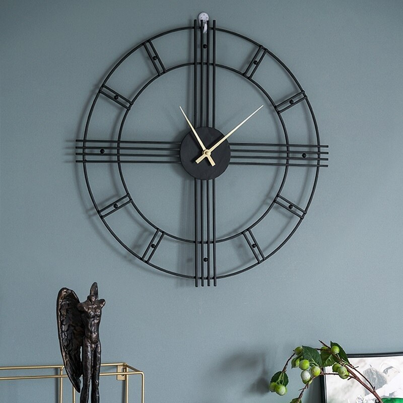 American Style Living Room Decoration Wall Clock Simple Modern Rose Gold Home Decor Wall Watch Art Adornment