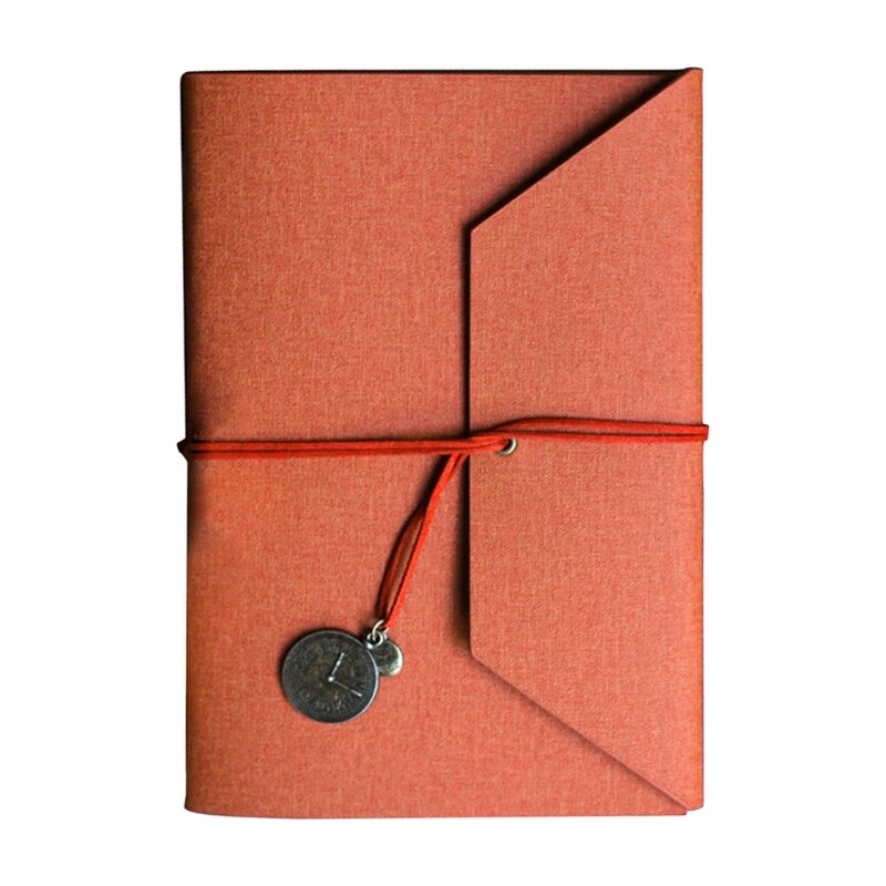 PU Leather Cover Loose-leaf Tri-fold Notebook A5 Travel Handbook for Dairy Travel Office A9LC: Orange