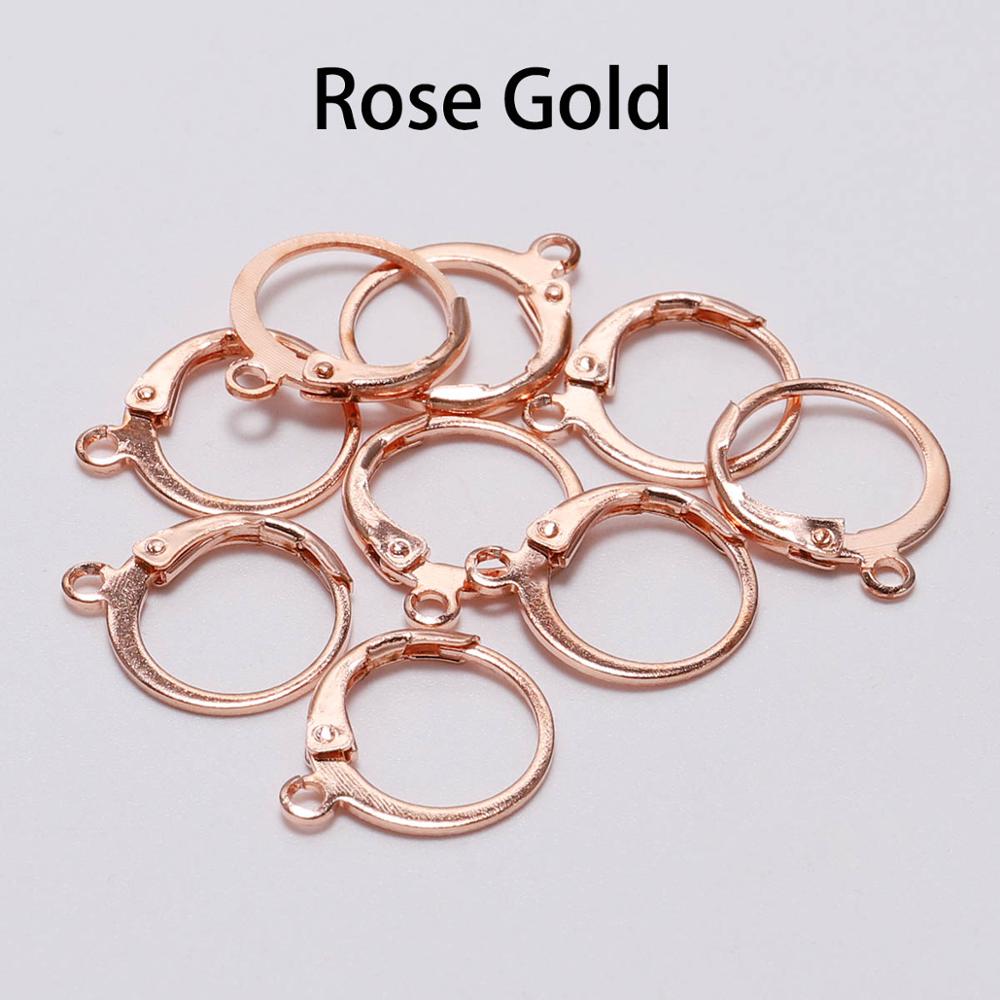 20 Stks/partij 14*12Mm Goud Brons Franse Lever Earring Haken Draad Instellingen Base Hoops Oorbellen Voor Diy Sieraden maken Leveranties: Rose Gold