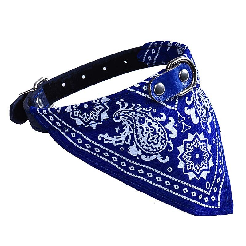 Adjustable Pet Dog Neck Scarf Cotton Dressing Puppy Cat Bandana PU Collar Neckerchief Pet Accessories for Small Large Dogs #T