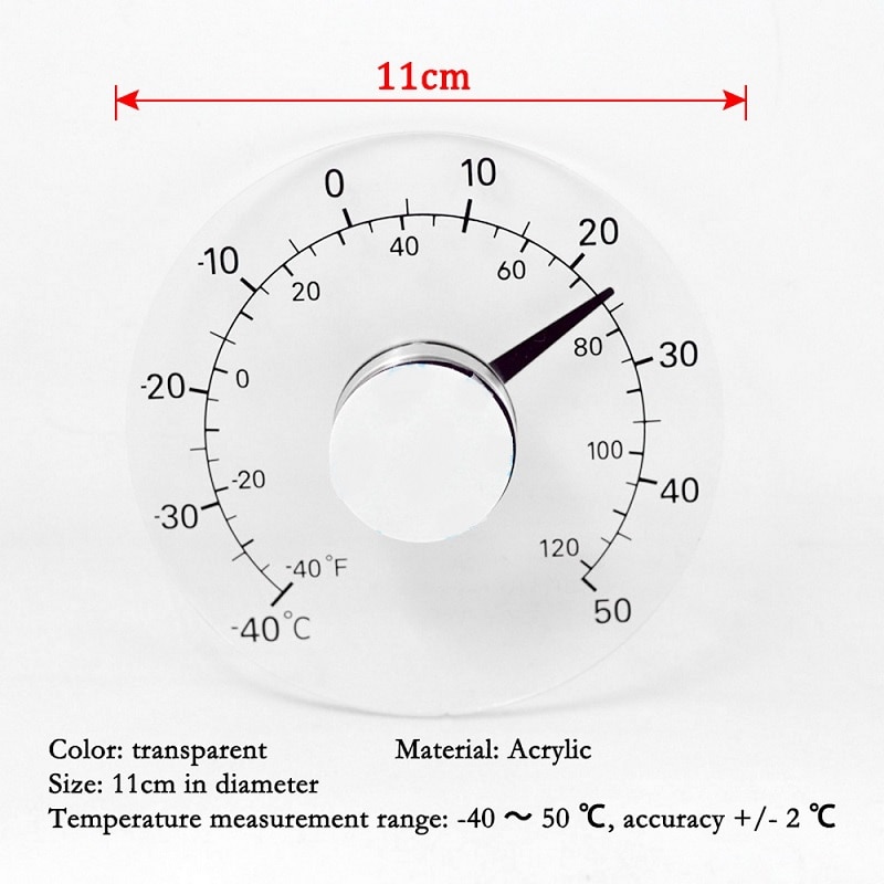 Transparent cirkulär utomhus fönster termometer temperatur väderstation verktyg