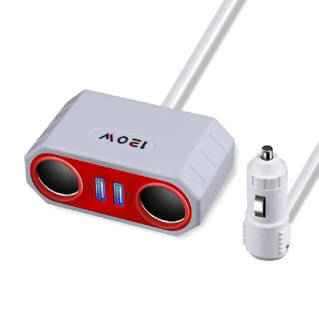 Auto Telefoon Oplader Sigarettenaansteker Power Adapter 3.1A Dual Usb Auto Voertuig Power Splitter Auto 12V Splitter 807 zwart: WHITE