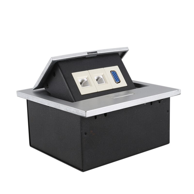 Table Desktop Outlet with Improved Recessed Box 1 VGA 2 Network Cable Charging Ports 6Ft Power Cord for Home/Office Silver