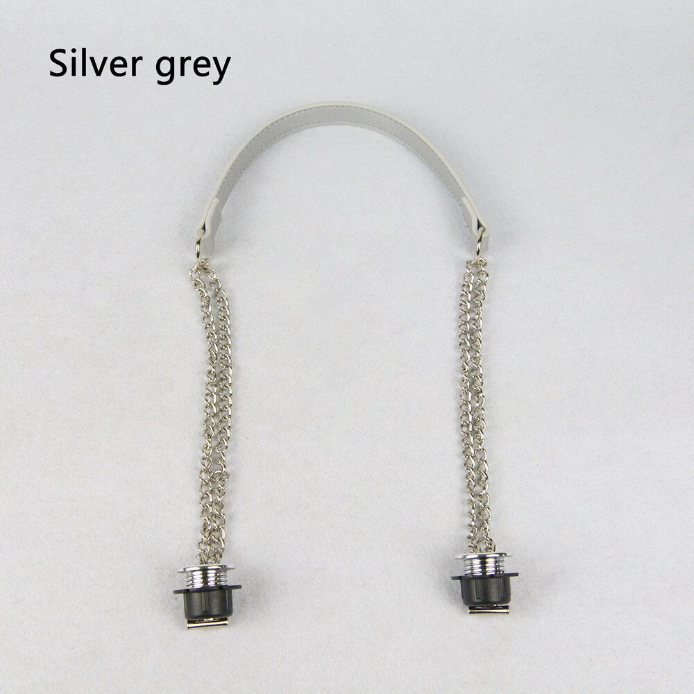 TANQU jednoczęściowy O worek srebrny długi podwójny łańcuszek z metalową śrubą do Obag Women: Silver Grey