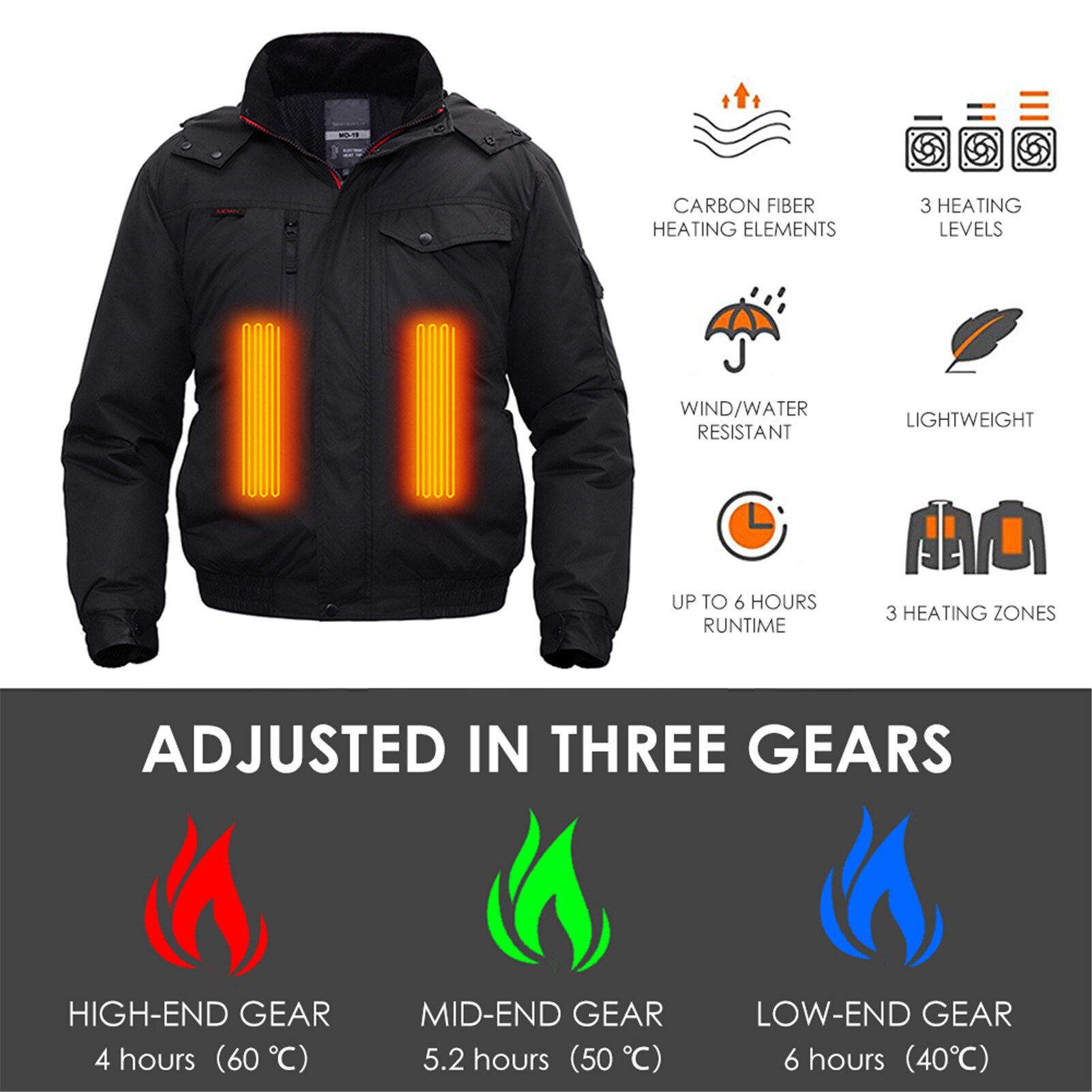 USB Charging Heating Jacket Breathable Comfortable Electric Heating Clothing For Walking Camping Ice Fishing Skiing