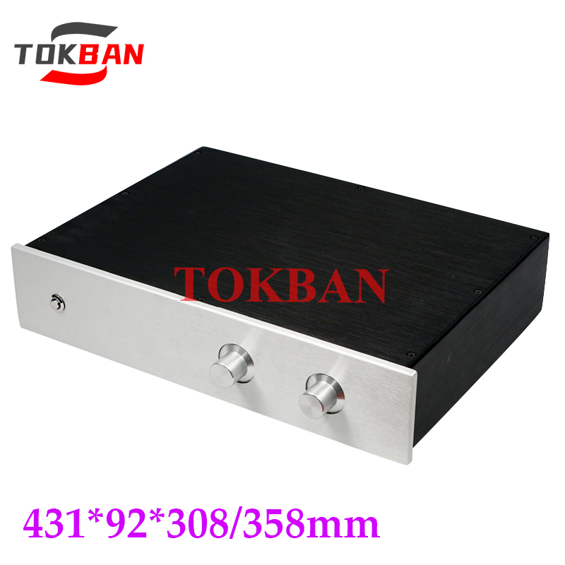 Tokban Audio 4309 431*92*308/358mm All-aluminum Power Amplifier Chassis Enclosure DIy DAC Decoder HFI Preamplifier Case Shell