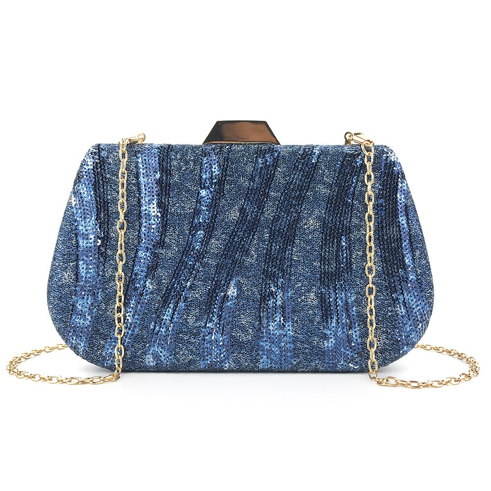 Bee In Fly-cartera de lentejuelas para mujer, bolso de noche para boda, Zero: Azul