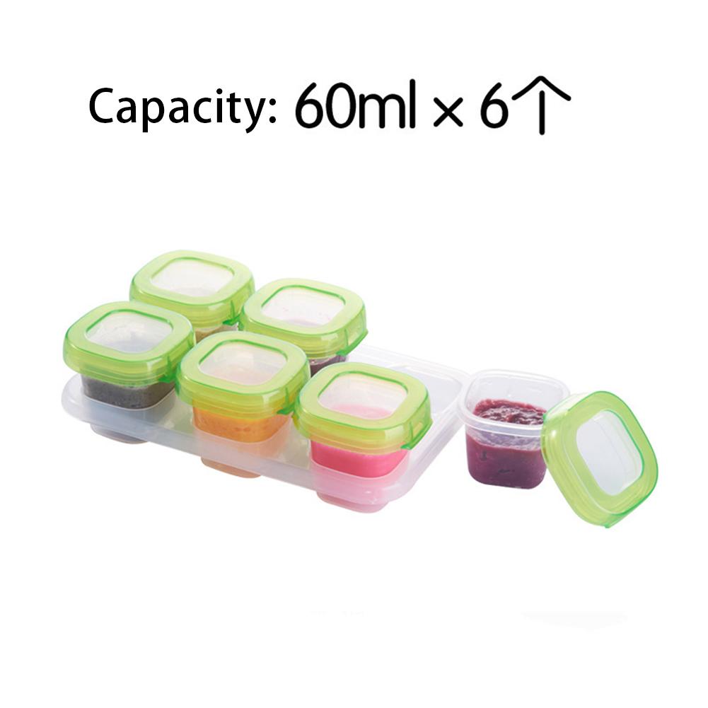Contenedores de comida de Material PP para bebé, Mini cajas de congelación para destete, cubo, congelador, caja de almacenamiento: 6PCS