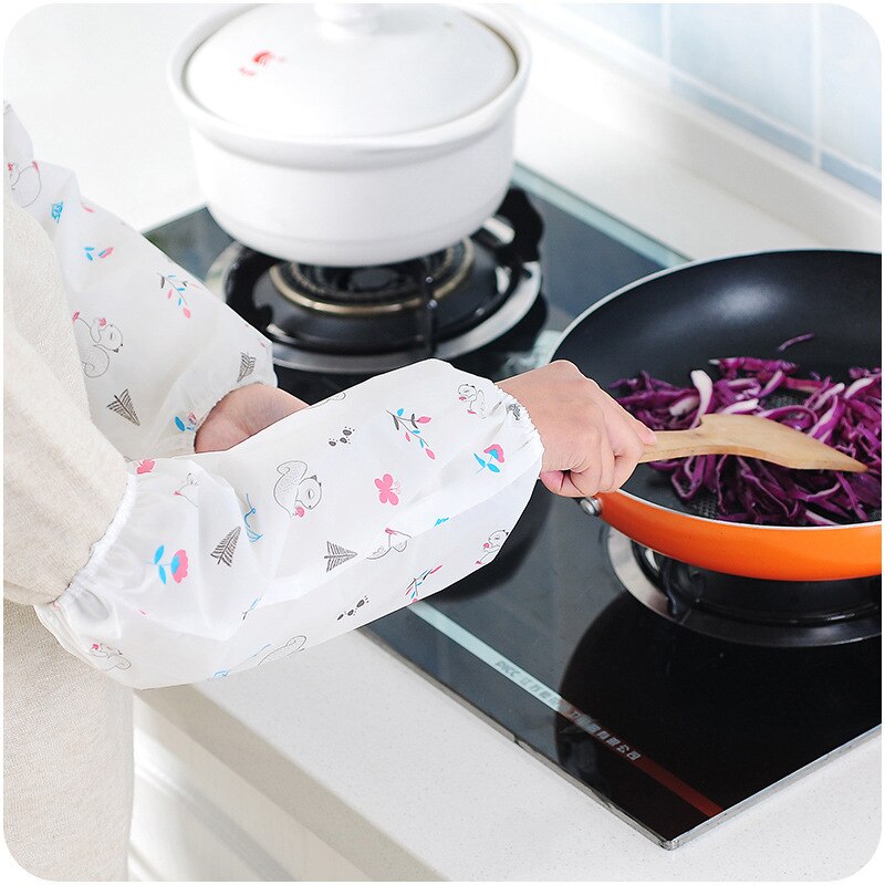 Men's and women's kitchen cleaning anti-soil oil sleeves Korean version of the cute long waterproof sleeve E34