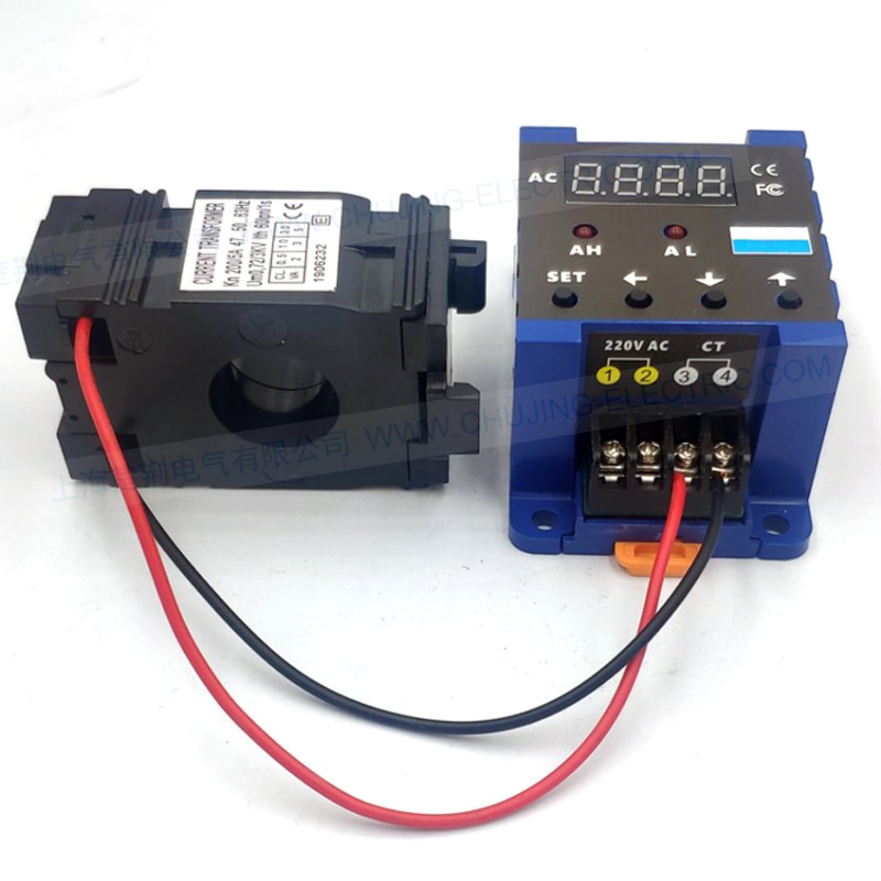20-250A AC single phase din ampere meter with din CT with high limit alarm and low limit alarm relay output din current meter