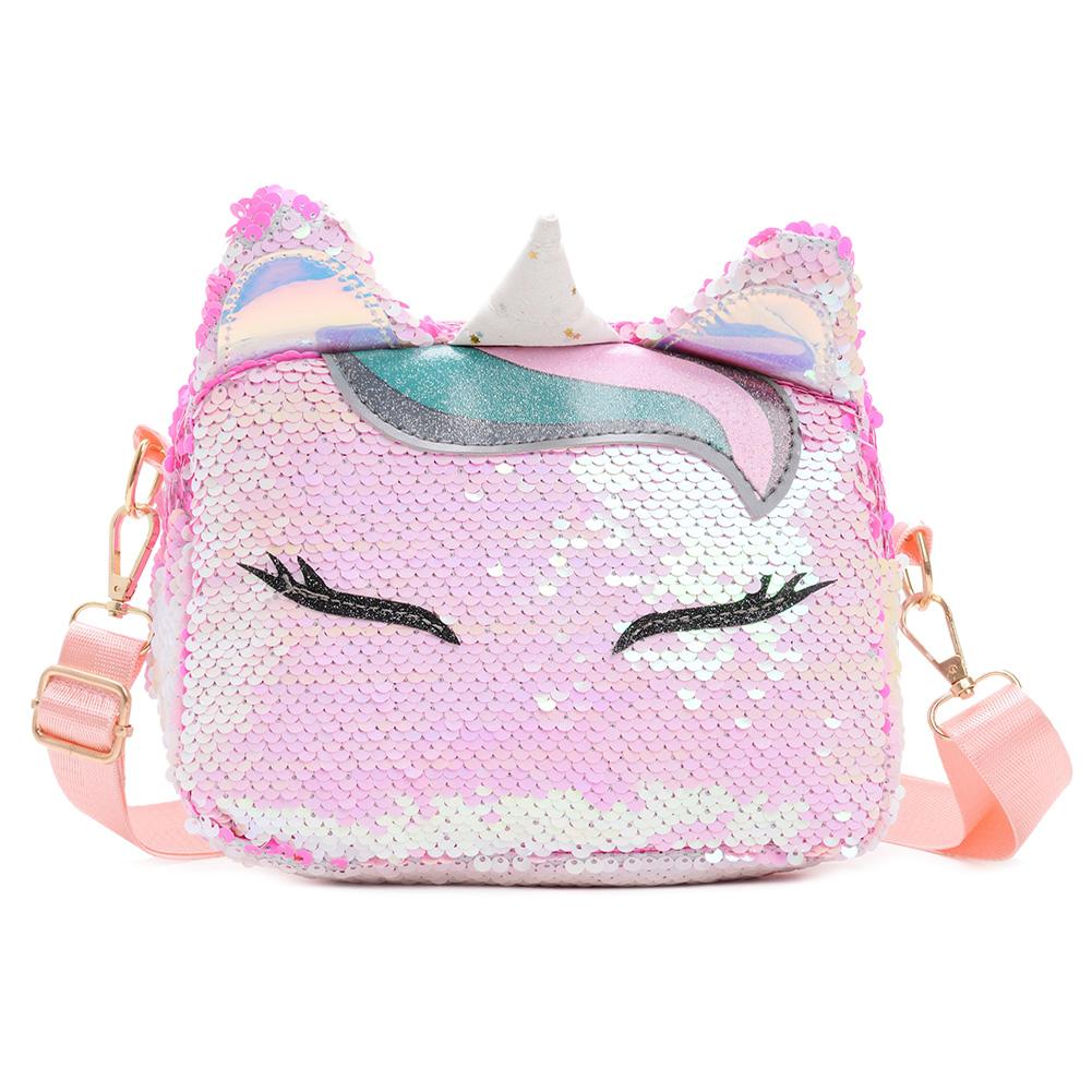 Vrouwen Kleine Portemonnees En Handtassen Leuke Glitter Sequin Eenhoorn Crossbody Zakken Voor Meisjes Coin Wallet Pouch Purse Bag: 	Light Pink