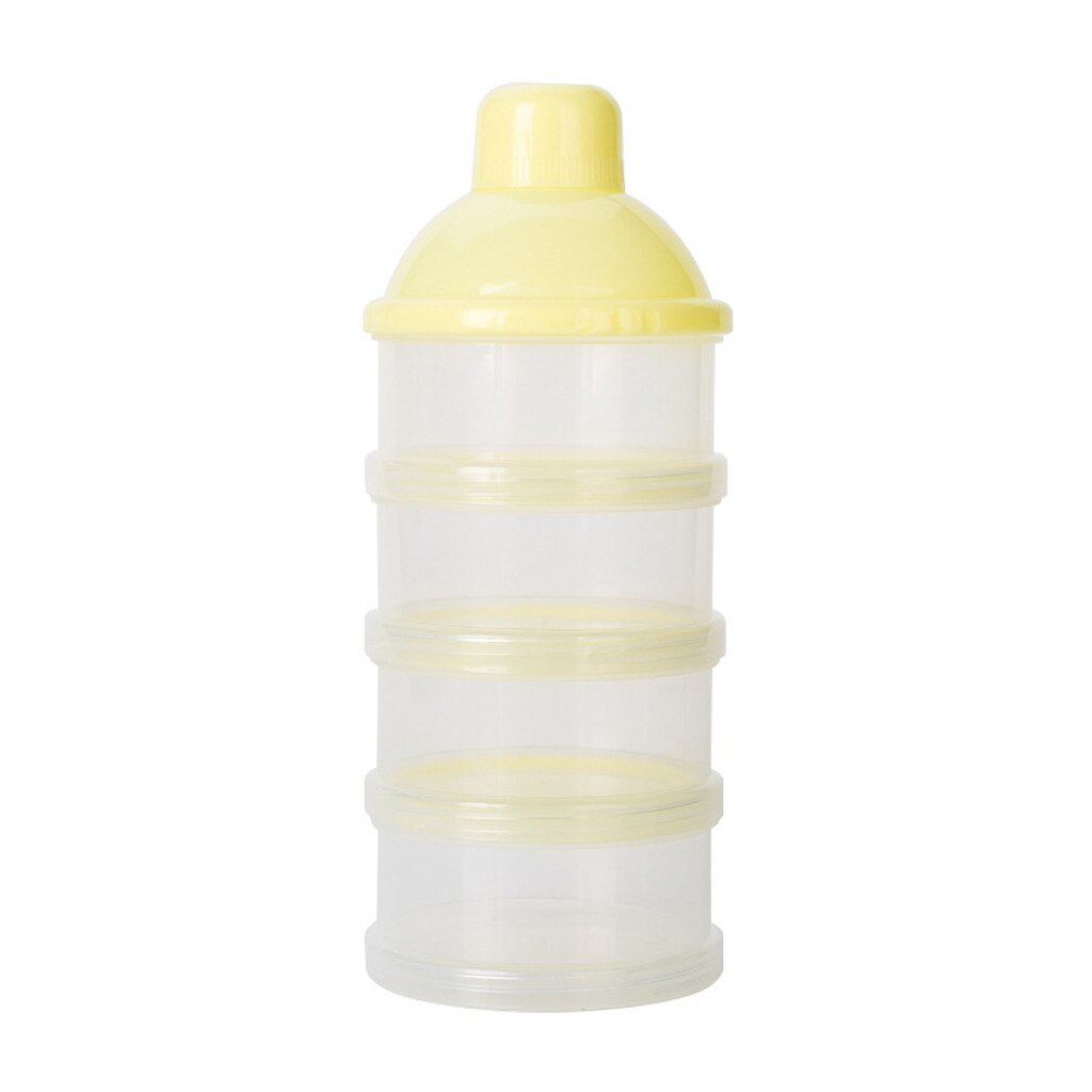 Baby Removable Milk Powder Storage Box Infant Four Grid Feeding Food Boxes Kid Toddler Portable Formula Dispenser pote hermetico: Yellow