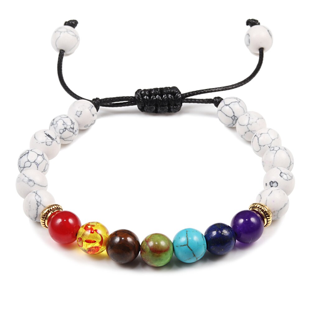 Mannen Vrouwen 7 Chakra Kralen Armbanden Armbanden Healing Tijgeroog Steen Chakra Gebed Charme Boeddha Armband Verstelbare Sieraden: Puur Goud Kleur