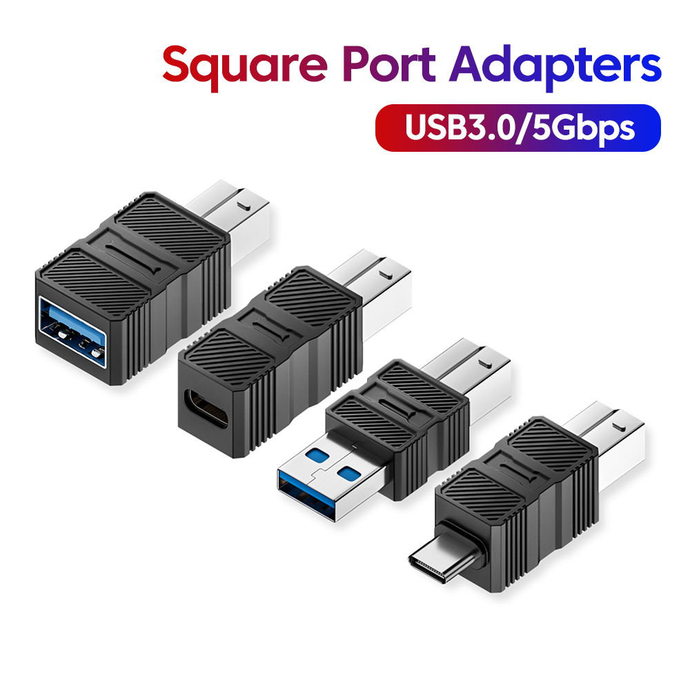 Usb -b 3.0 skrivaradapter typ-c till b fyrkantig portkonverterare anslutning hårddiskhölje kopiatoröverföringsadapter