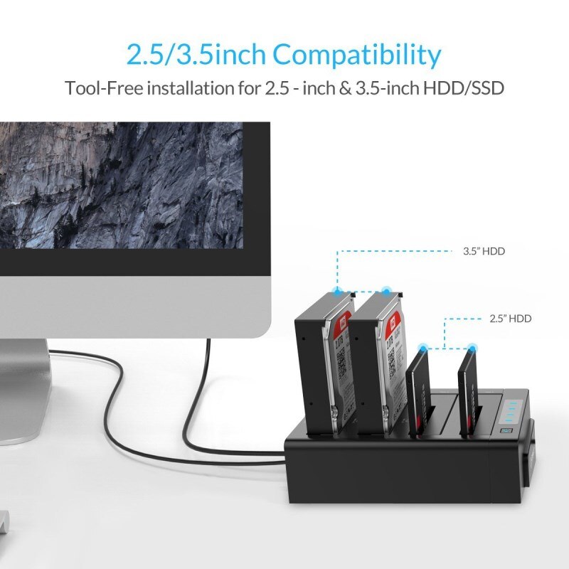ORICO – Station d&#39;accueil pour disque dur 2/4 baies, avec Clone hors ligne SATA vers USB 3.0 HDD pour disque dur 2.5/3.5 pouces