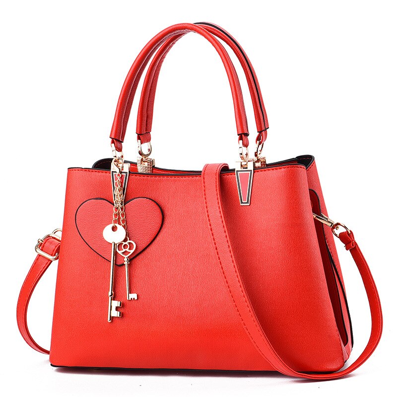 Women's Tote Bag - Large Capacity - PU Leather - Top Handle - Fashion Sequined Shoulder Bag: Red