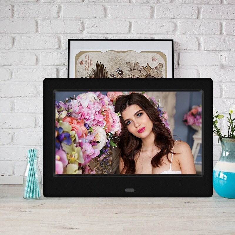 -7 Inch 800X480 Hd Digitale Fotolijst 16:9 Groot Scherm Elektronische Foto Video Zwart