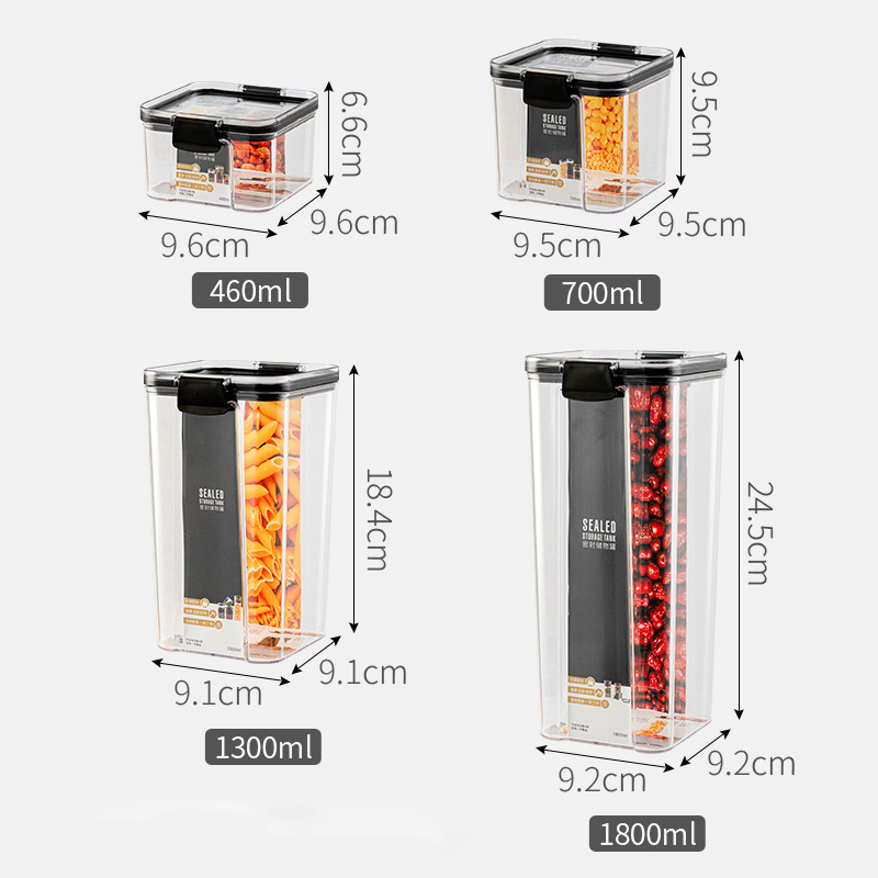 Stackable Kitchen Sealed Jar, Plastic Food Storage Box, Multigrain Tank Bottle, Dried Fruit Tea Containers, 460-1800ml Sets