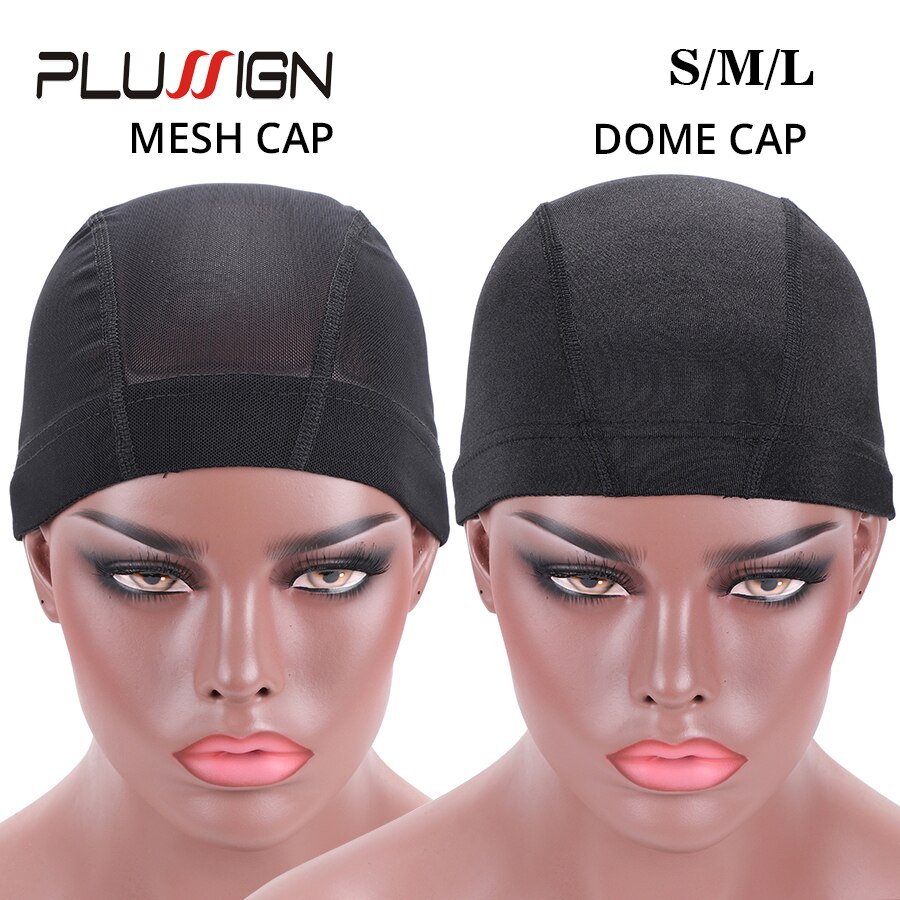 Plussign-gorro de malla con agujeros transpirables para pelucas, herramientas para hacer pelucas, tamaño S M L, color negro, 2 unids/lote