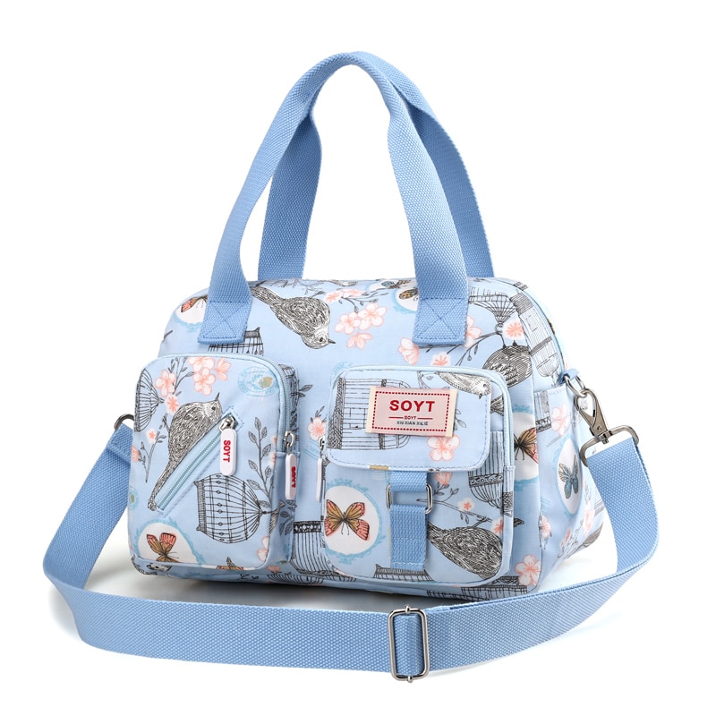 Multi-Layer Nylon Vrouwen Schoudertassen Mode Eenvoudige Grils Handtassen Messenger Bags Gedrukt Bloemen Crossbody Tassen