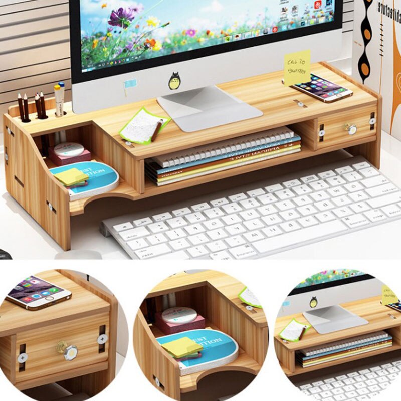 Desktop-Monitor Stehen Computer Bildschirm Riser Holz Regal Sockel Multi-funktion