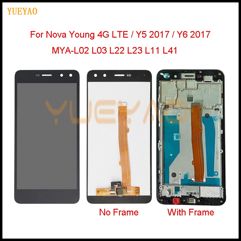 Pantalla táctil LCD para HUAWEI Nova Young 4G LTE / Y6 / Y5 con marco para MYA-U29 MYA L11 L22 L41 U29 L02 L03 LCD