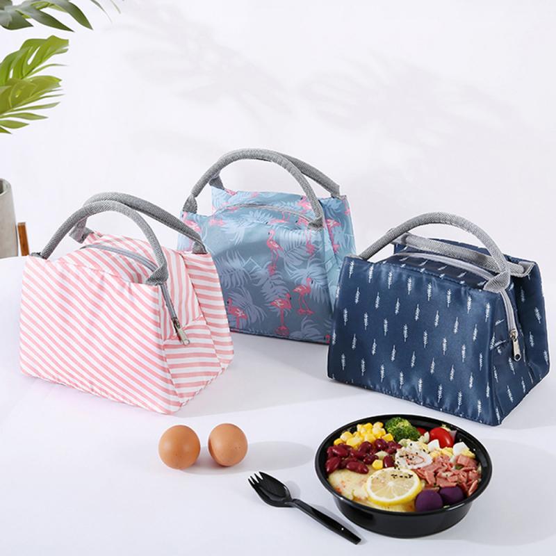 Leisure Vrouwen Draagbare Kleine Lunch Tas Canvas Streep Geïsoleerd Koeltassen Thermische Voedsel Picknick Lunch Zakken Kinderen Lunchbox Tas tot