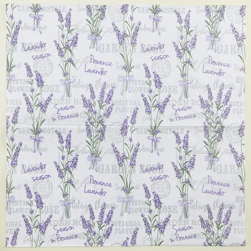 20pcs/Pac 33cm Printed Paper Napkins Square Paper Placemats Party Color Paper Towels Lavender Coloured Napkins Mouth Cloth