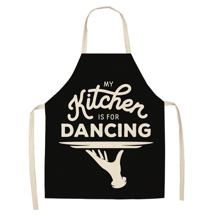 1pcs Kitchen cotton and linen aprons, monogrammed black and white patterned aprons, sleeveless aprons, cooking and baking tools: ILW-0002-03
