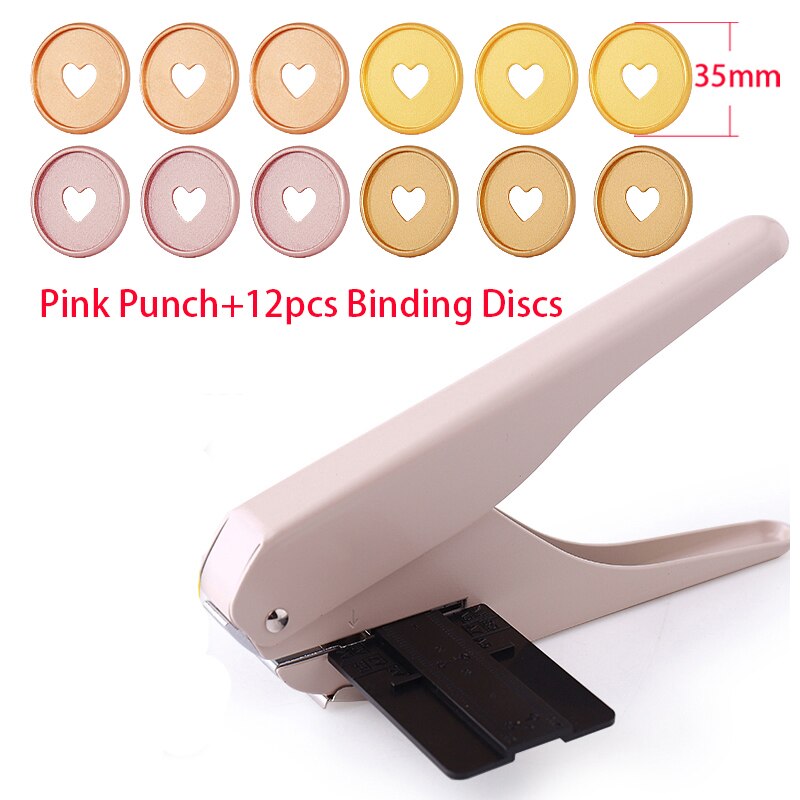 Metal Mushroom Hole Standard Punch T-shape Hole Book Punch Discs Binder Planner Binding Discs DIY Scrapbook Notebook Binder Ring: Pink Punch-Option 1