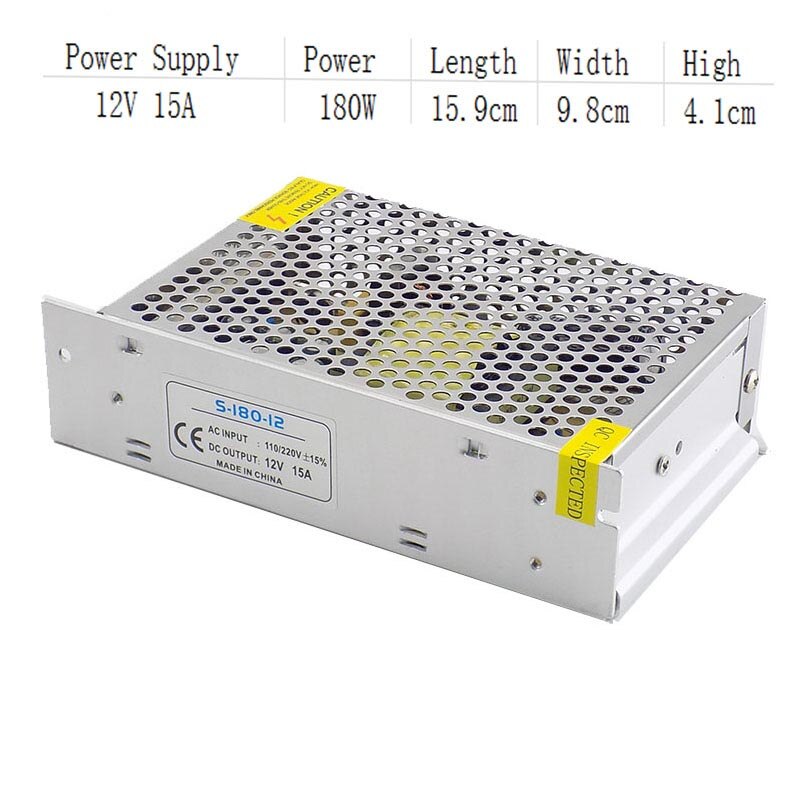 AC100V-265V Naar Dc 12V 15A Verlichting Transformator Cctv Camera Voeding Driver Adapter Converter Led Strip Switch Charger L19
