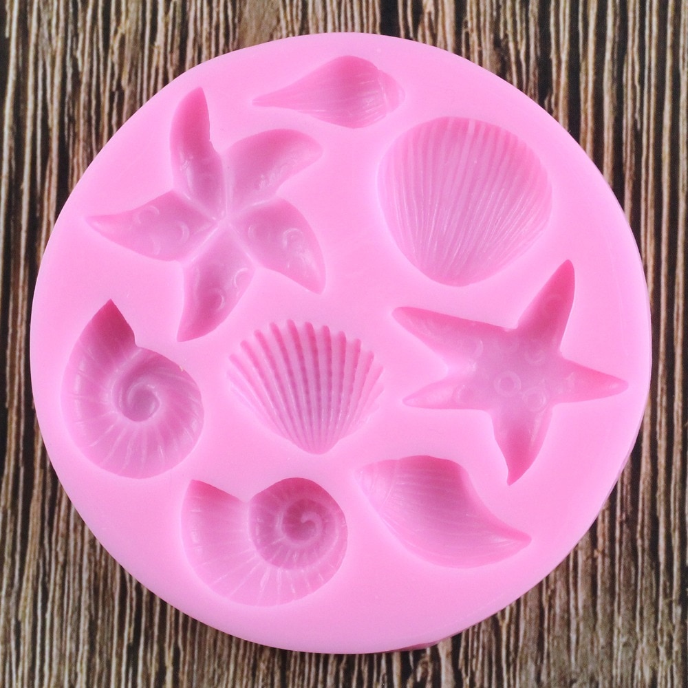 DIY Shell Starfish Conch Sea Silicone Mold Fondant Cake Decorating Tools Soap Molds Cupcake Candy Clay Chocolate Gumpaste Mould