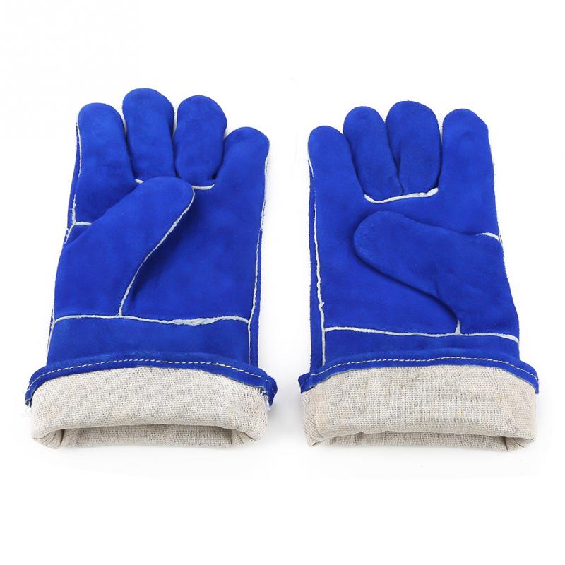 1 Pair Blue Extended Welding Gloves Heat Resistant for BakingCookingBBQ