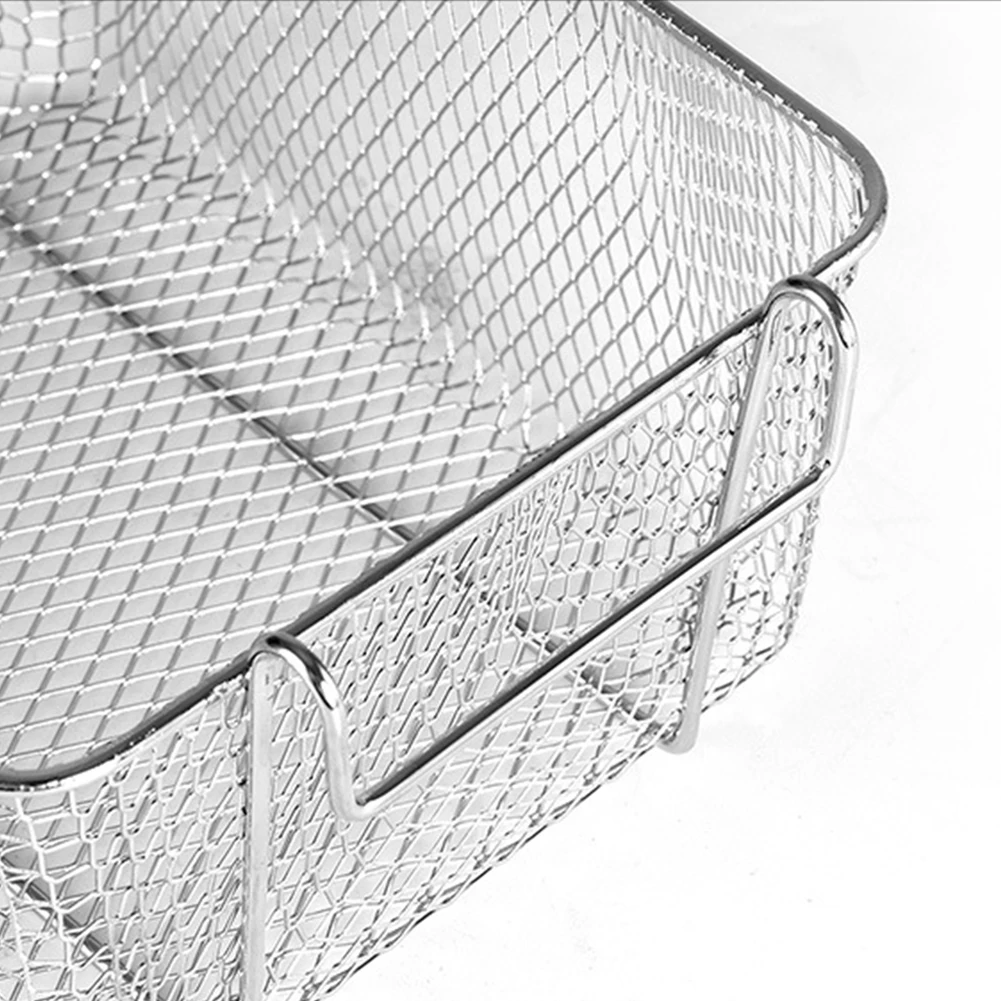 Cesta desmontable para freidora portátil, práctica, ligera, de acero inoxidable, mango seguro para cocina, patatas fritas profundas, camarones, fácil de limpiar