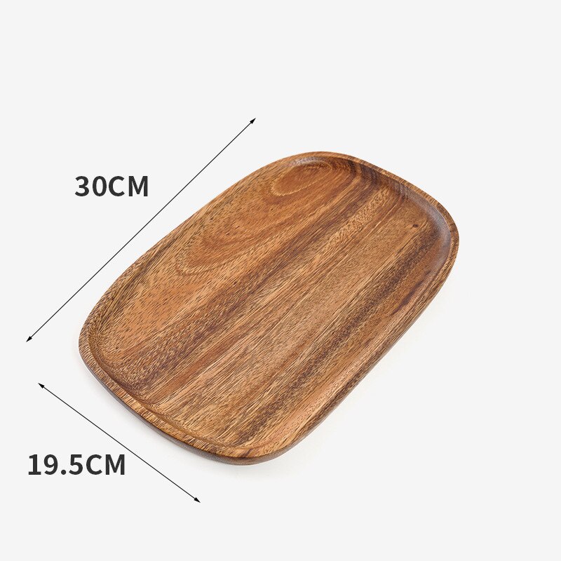 Japanese Natural Wood Plate Food Dessert Bread Serving Platter Fruit Breakfast Dishes Tray Sushi Salad Dinnerware Plate Stand: 19.5 X 30 CM