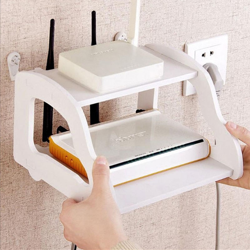 Vegghylle gratis punching soverom stue tv set-top-boks hylle bilruter oppbevaringsstativ moderne enkel wifi-boks sortere ut hylle