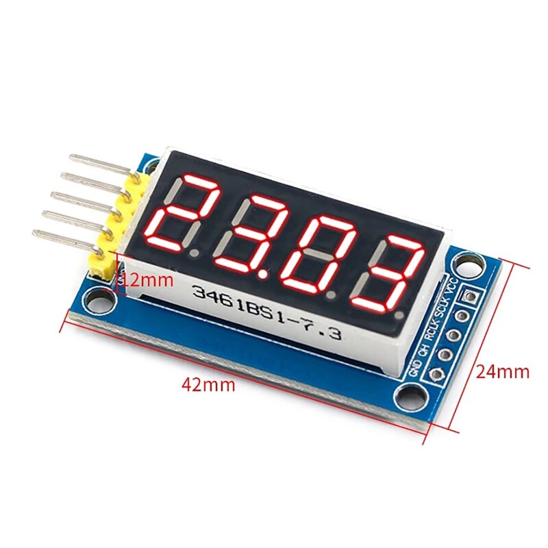 MOOL 2Pcs 4 Digit Digital Tube Display Module LED Brightness Adjustable With Clock Point LED Display