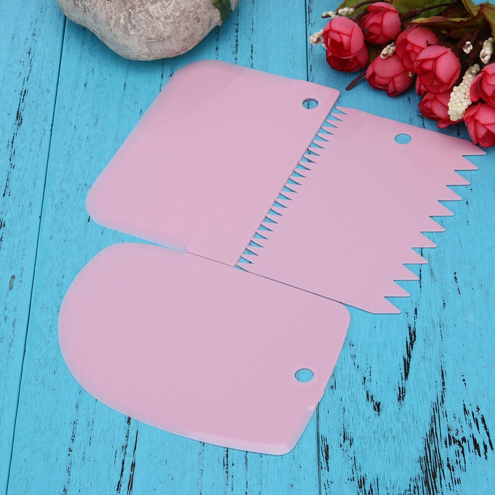 3 sztuk z tworzywa sztucznego ciasta lukier pomada cukiernicza skrobak ciasto krawędź dekorowanie narzędzia robić pieczenia ciasta gładkie krawędzi... 5 kolorów