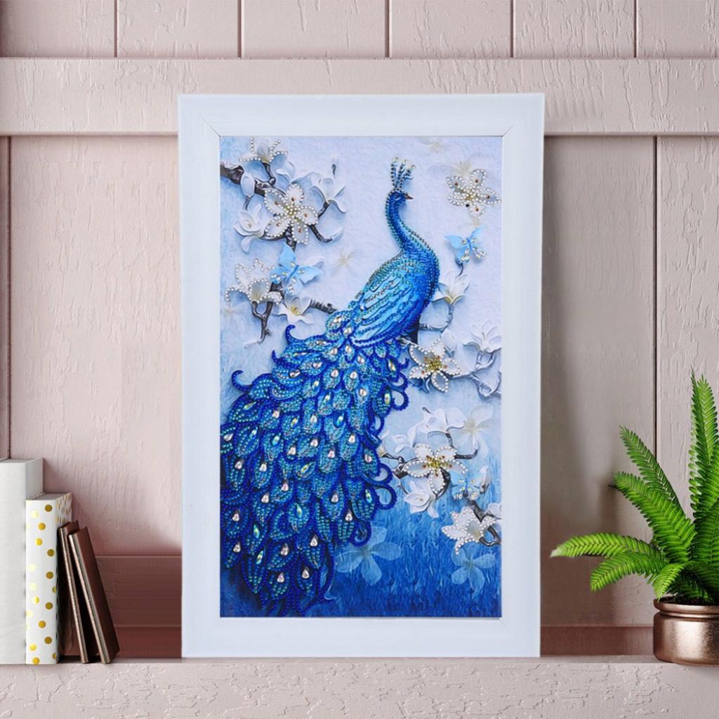 Peacock Shaped Diamond Painting By Numbers for Kids Children Cross Crafts Stitch Kits
