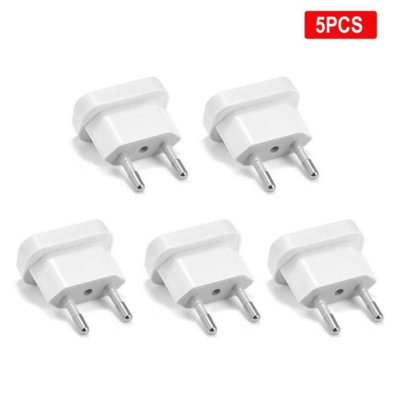5/10 stk oss til eu støpsel adapter elektrisk adapter eu støpsel omformer kontakter oss kina til eu reiseadapter stikkontakt veggkontakt: 4.0mm / 5 stk hvit