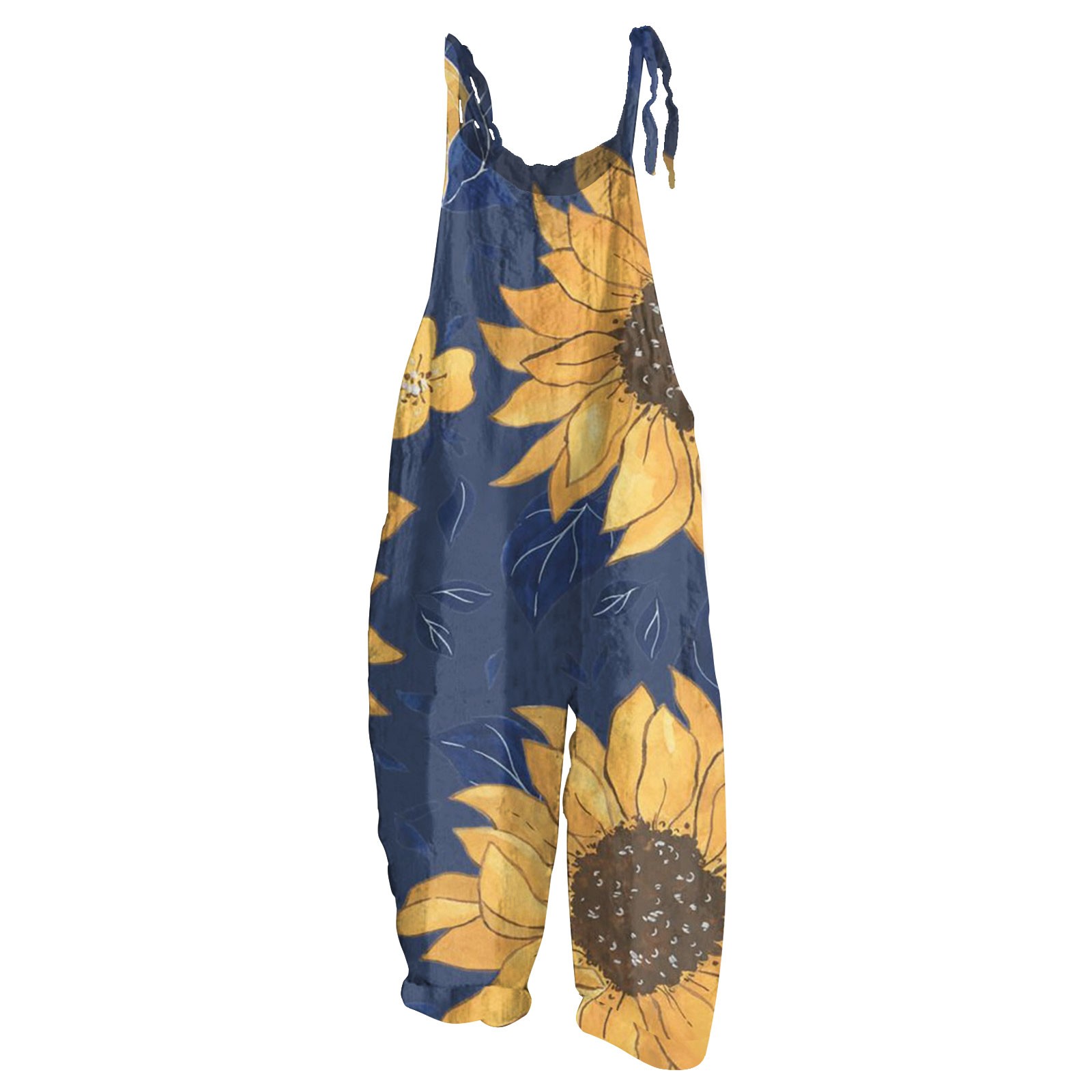 Sunflower Pattern Overalls For Women Slim Jumpsuit Women Casual Loose Romper For Women Mono Deportivos Mujer Gym
