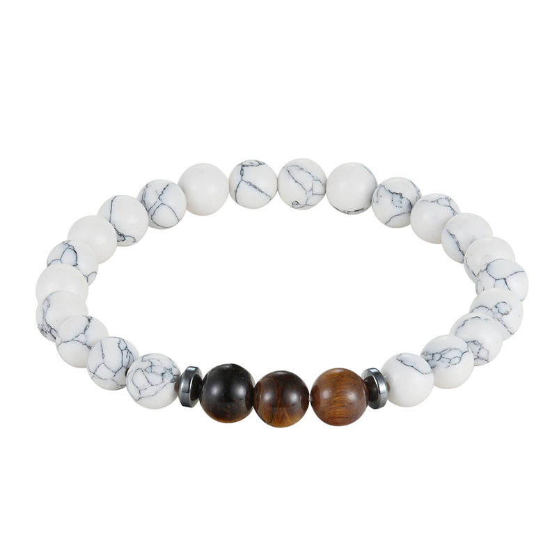 LIVVY Charmante zwarte parel en witte steen armband Vulkanische steen armband mannen populaire armband gem AS226: AS226