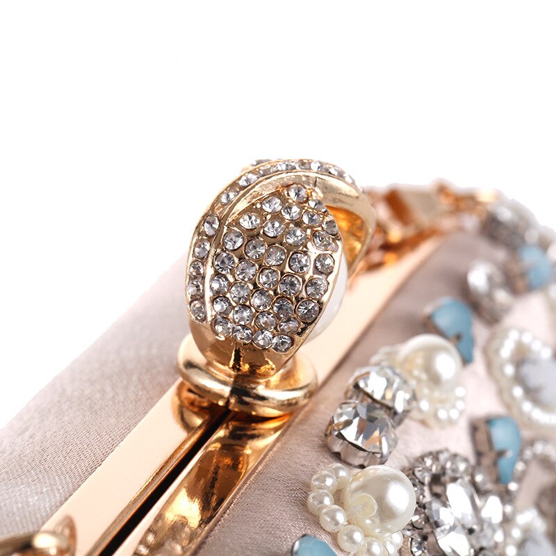 Luxe clutch dames kristal diamant avondtassen witte parel kralen schoudertas feesttas bruids bruiloft clutches handtassen