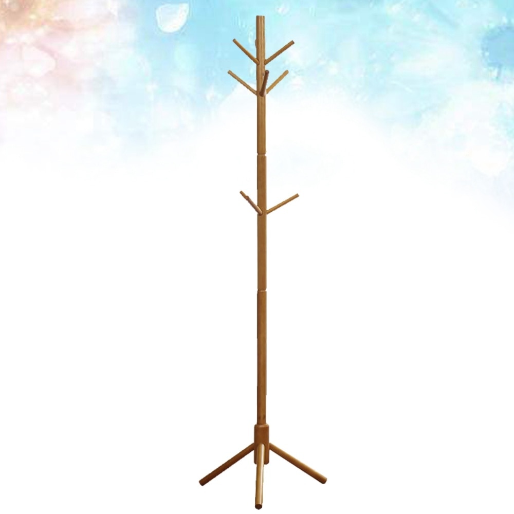 1pc Wooden Coat Hat Stand Tree Holder Hanger Rack Tree Branch Coat Hanger Natural Clothes Organizing Rack(White)