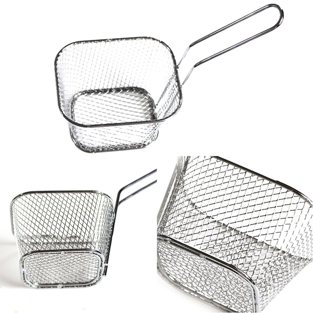 Mini Stainless Steel Chips Deep Fry Baskets Food Presentation Strainer Potato Cooking Tool Chef Basket Colander Tool