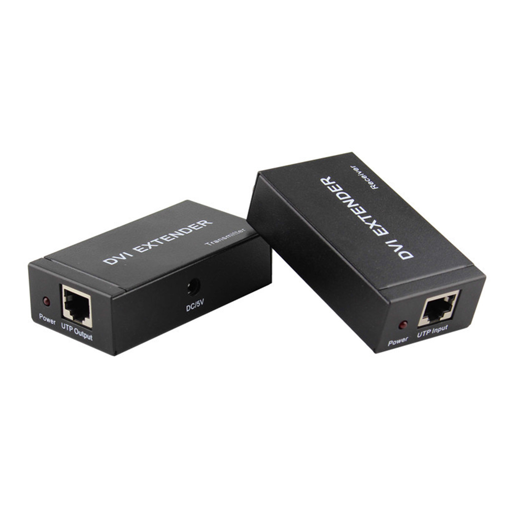 DVI Extender Adapter 60m DVI Extension Network RJ45 LAN Cat5e/Cat6 Cable FHD 1080P@60Hz Extender Extension Cords