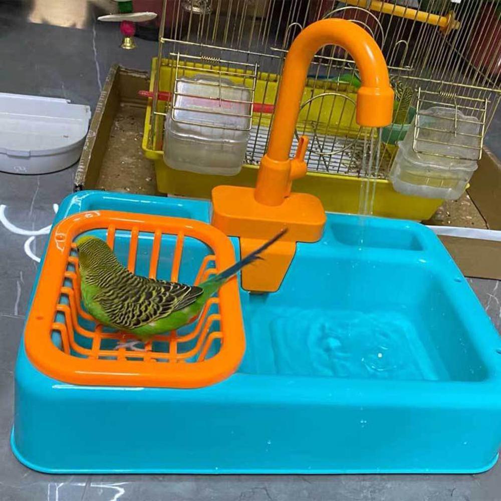 Parrot Automatic Bath Tub Bird Feeder Automatic Parrot Bathtub Swimming Pool Faucet Parrot Bath Water Dispenser Parrot Toys