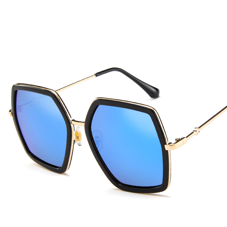 Overdimensionerede firkantede solbriller kvinder luksusmærke vintage solbriller store stel solbriller  uv400: Blå